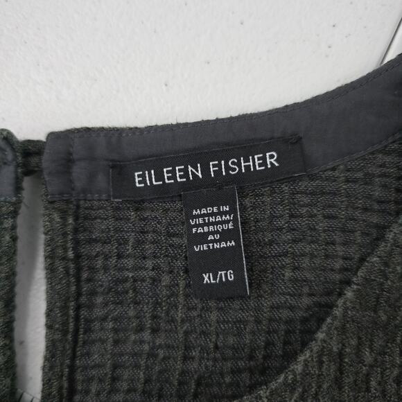 Eileen Fisher Textured Knit Short Sleeve Top Tencel Dark Gray XL 5957 SCOOP - Picture 7 of 10